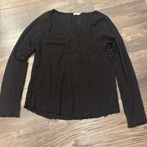 Faherty Long Sleeve Textured Black Shirt